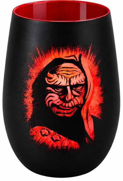 Niederwindener Schindlejokel Windlicht, Maske, außen schwarz/innen rot