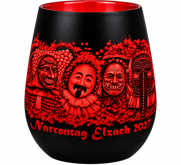 NARRENTAG ELZACH 2027 Windlicht, außen schwarz/innen rot